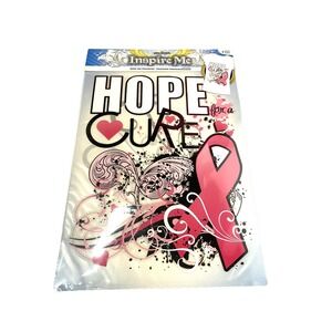 inspire me iron on transfer for DIY custom shirts bags etc cancer pink hope